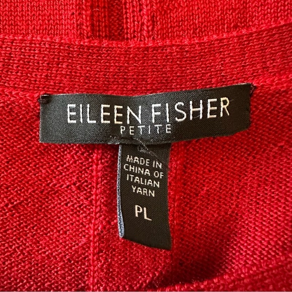 Eileen Fisher Merino Wool Vibrant Red Bell Hem Knit Tunic Sweater Size L/P - Picture 8 of 12